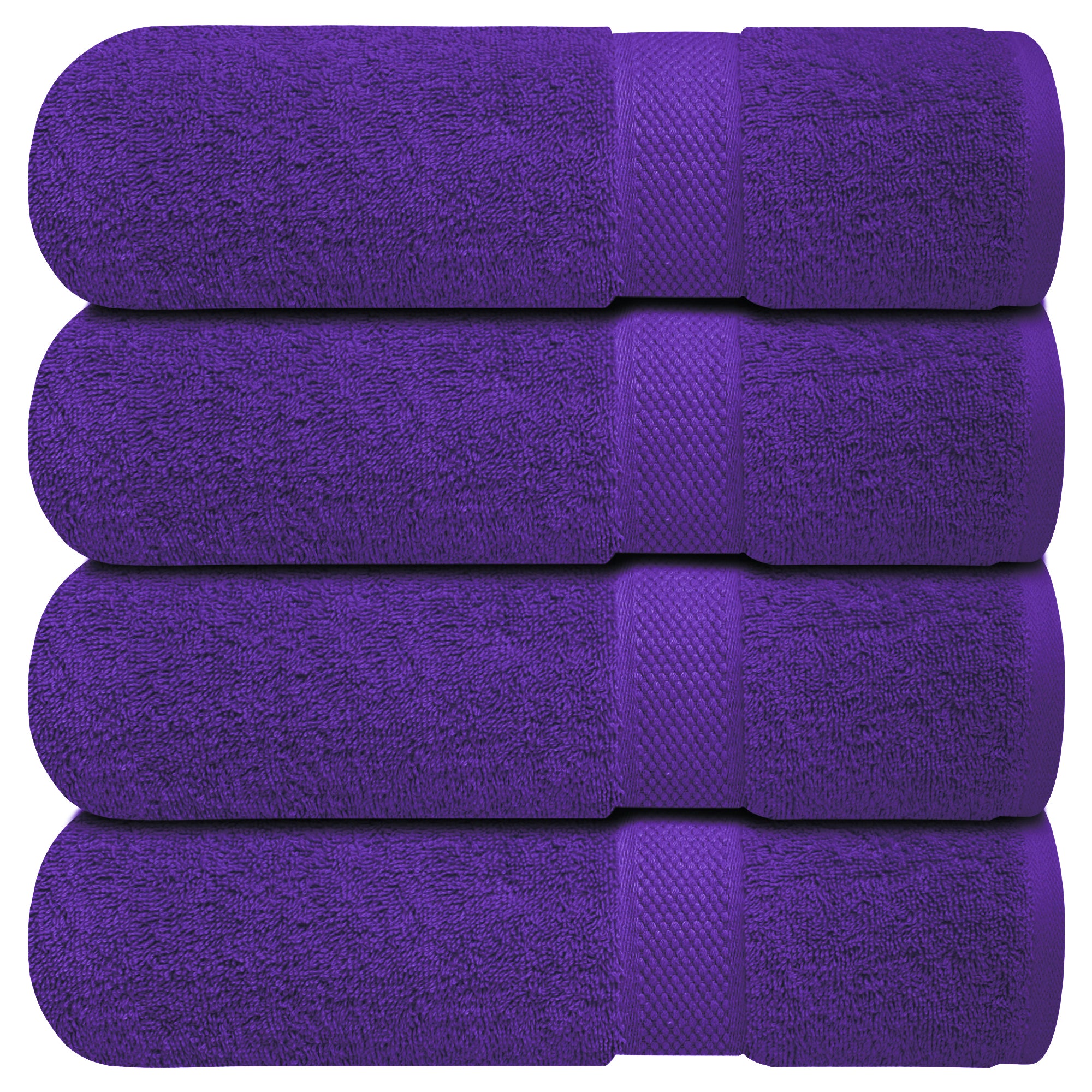 Premium Bath Towels for Bathroom Set of 4 (70x140 cm), 100% Soft Ring-Spun Cotton Bathroom Towels, Quick Dry, Durable, Ideal for Daily Use - Profound Purple