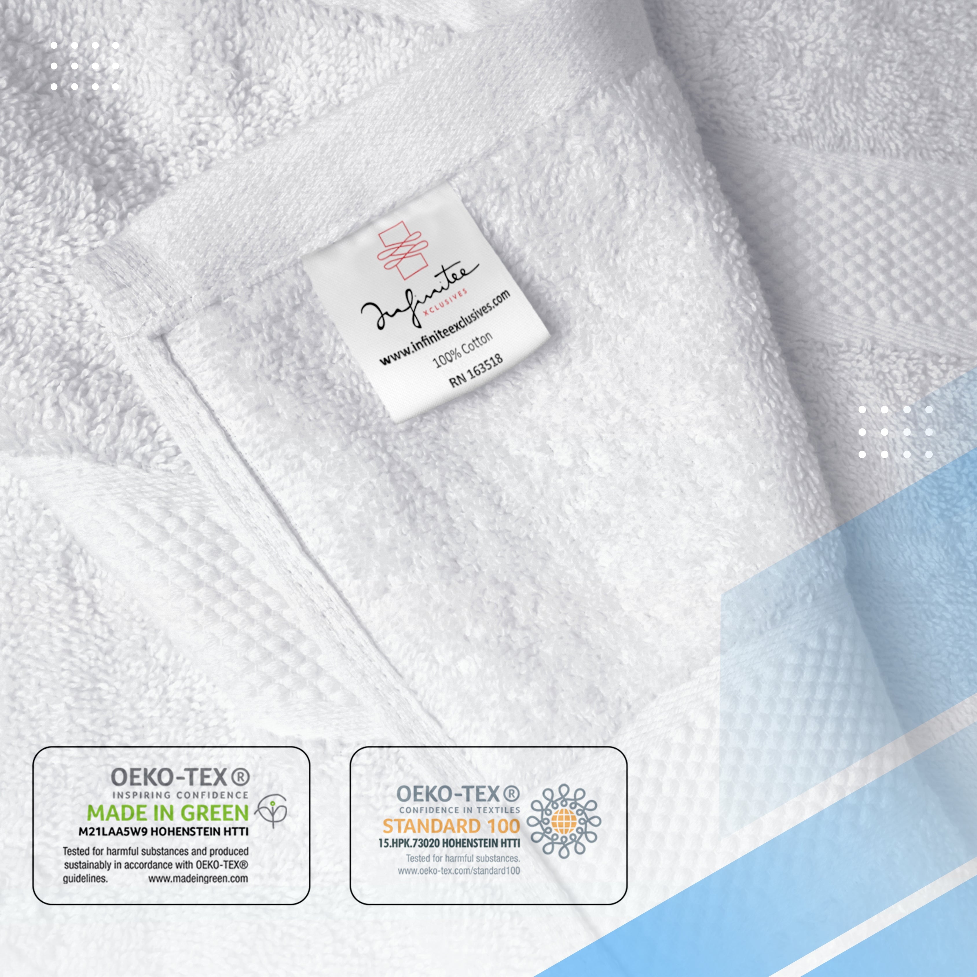 Premium Bath Towel Set 8-Piece (2 Bath Towels, 2 Hand Towels, 4 Washcloths), Super Absorbent Soft 100% Ring-Spun Cotton for Spa, Gym, Hotel & Bathroom - Eloquent Blue