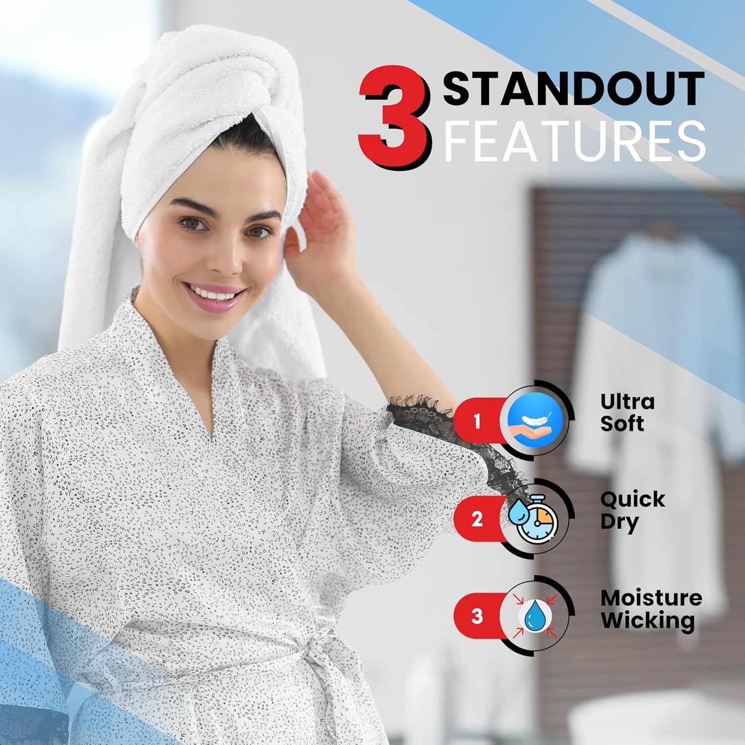 Bath Towels Set of 2 (70x140 cm) – 100% Soft Ring-Spun Cotton, Ultra Soft & Highly Absorbent Towels for Spa, Gym, Hotel & Everyday Bathroom Use - Brilliant White